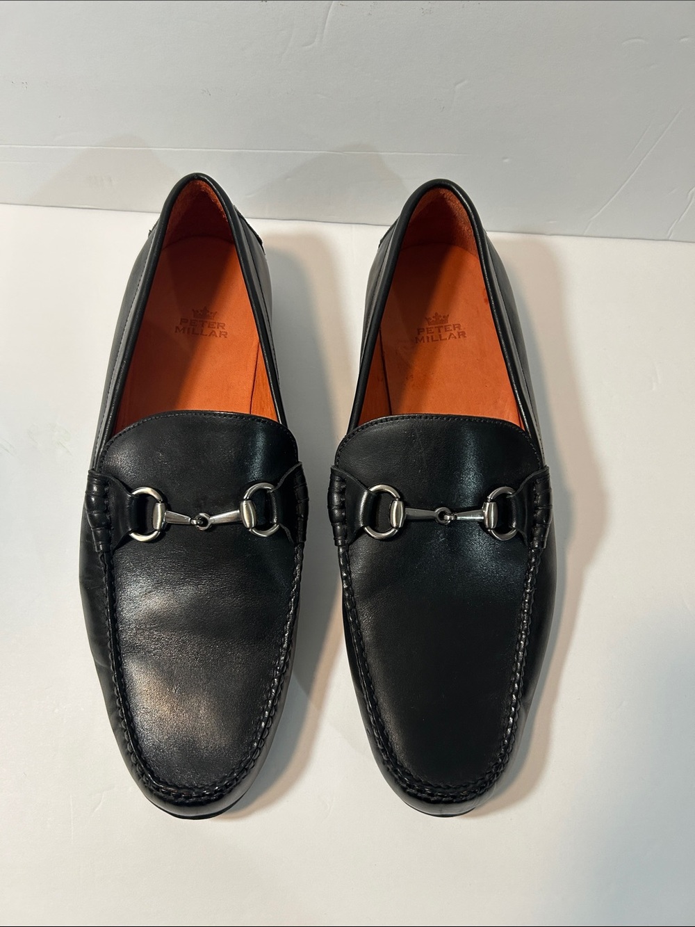 Peter Millar Black Leather Bit-Trim Driving Loafers Size 11 M